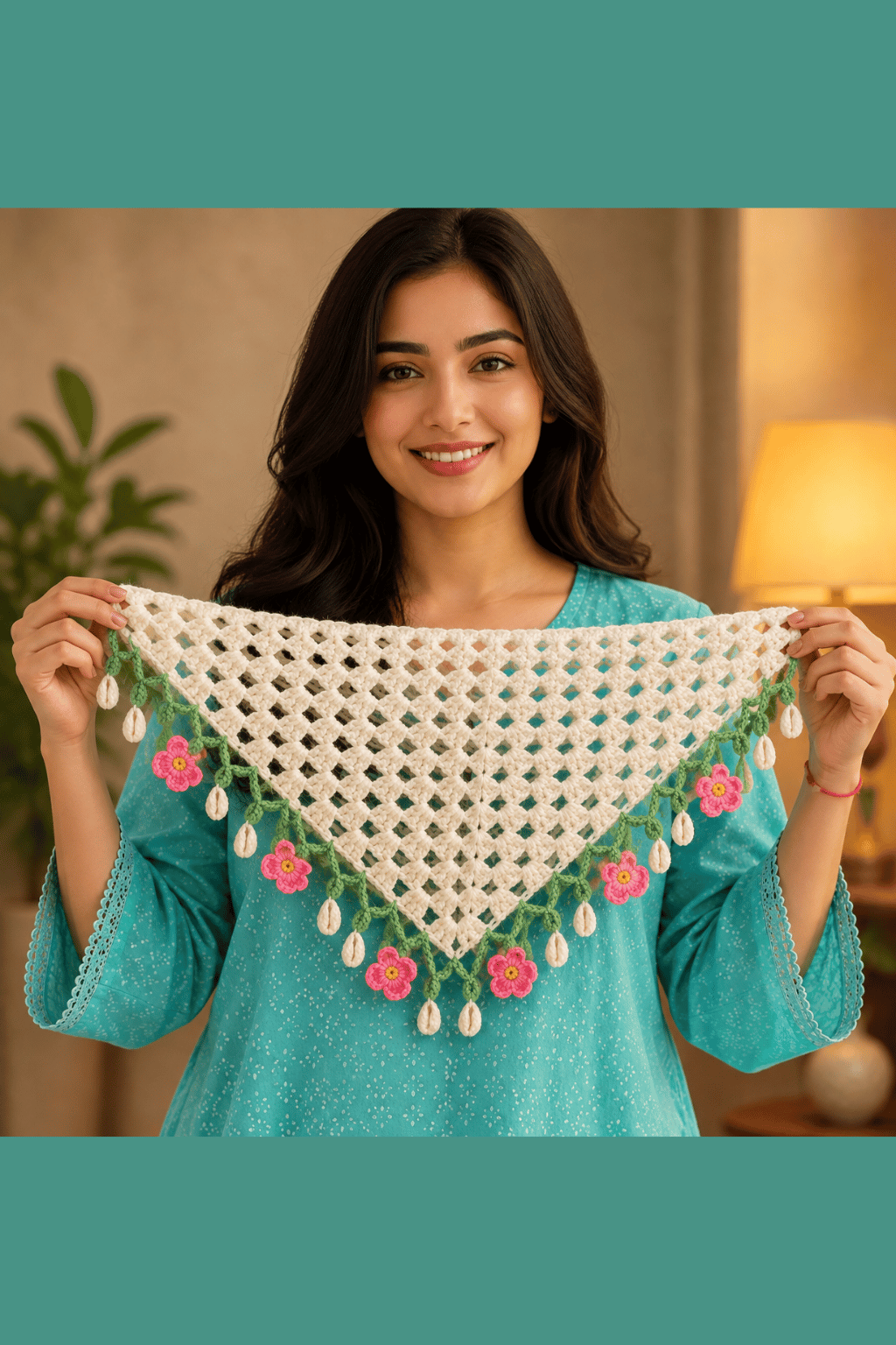 Handmade Crochet Floral Bandana 🌸
