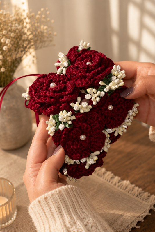 Shahi Gulab Crochet Gajra - (1 pair)